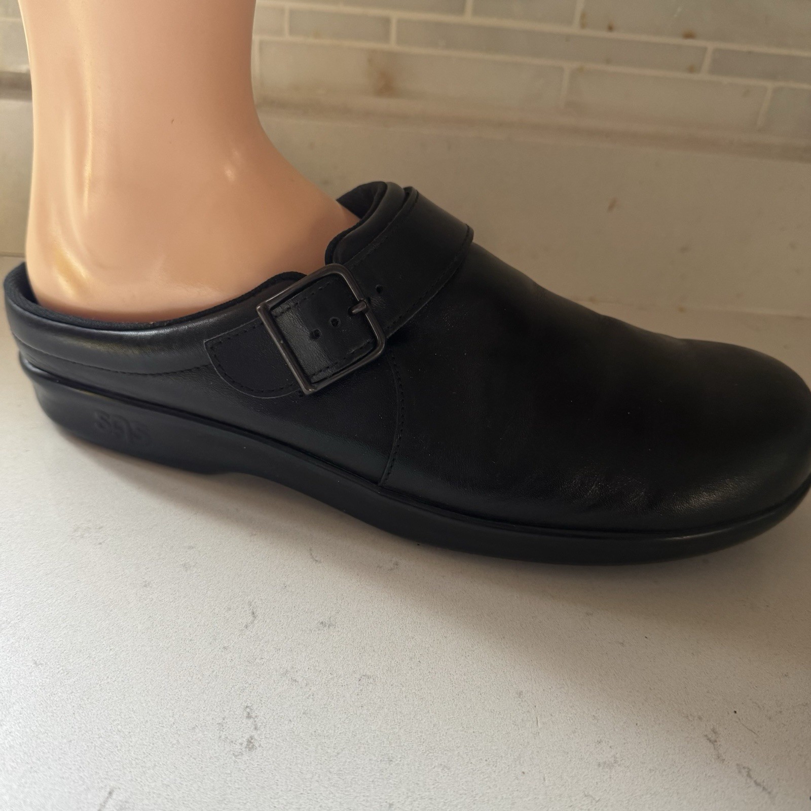 SAS - Tri Pad San Antonio Black Buckle Leather Boho Retro Clog Mule Sz 11 EUC!