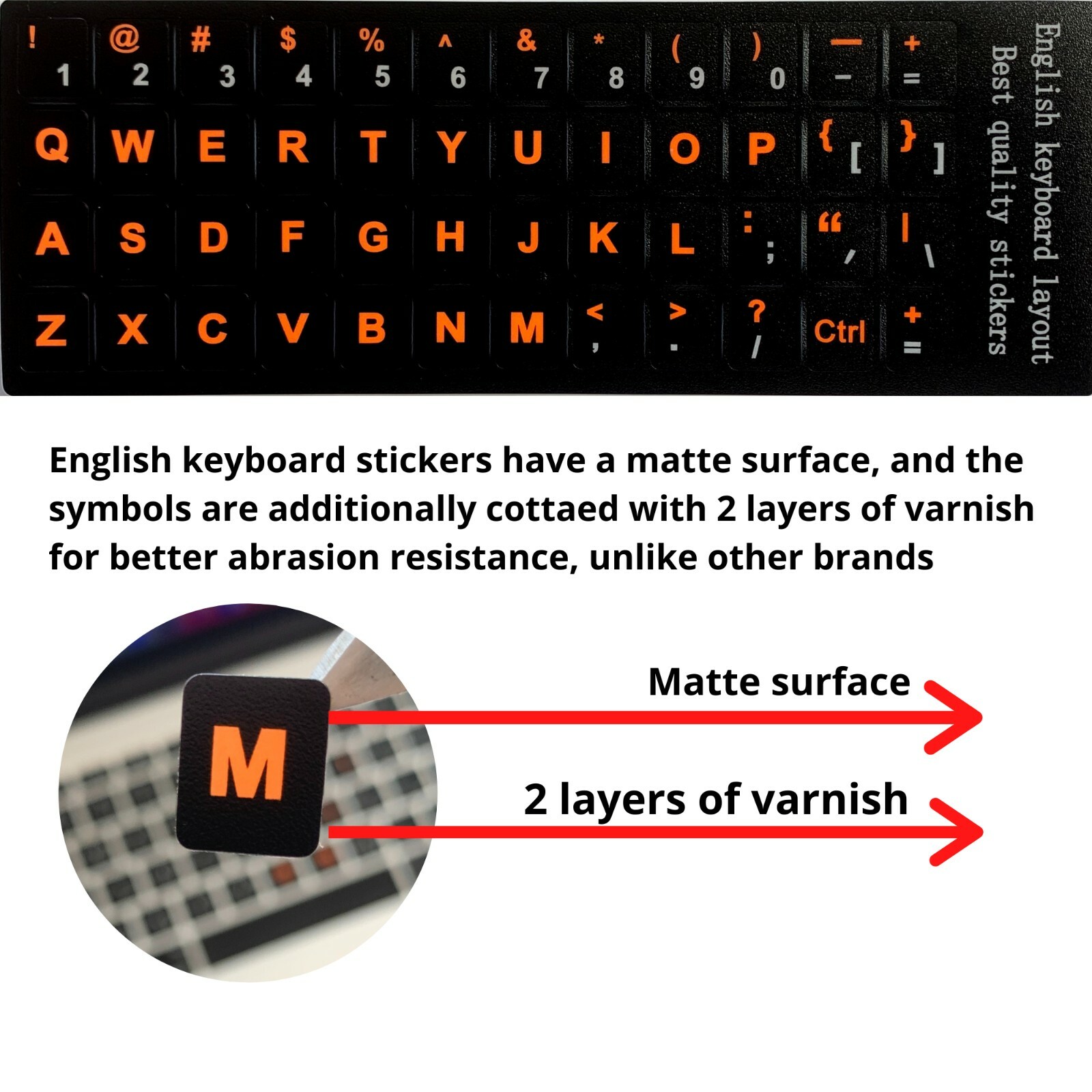 2PCS English keyboard stickers Waterproof Replacement Computer Laptop Keyboard