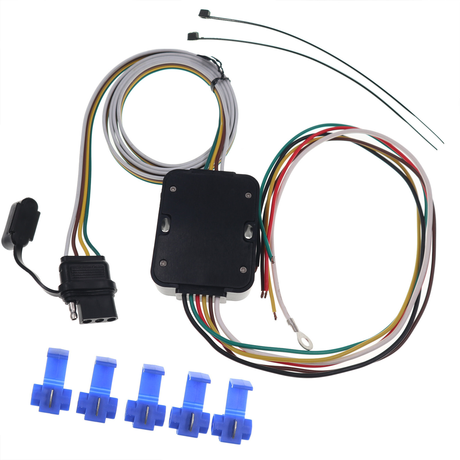 Powered 3 to 2 Wire Trailer Tail Light Converter with 4-Way Flat Wire Connector
