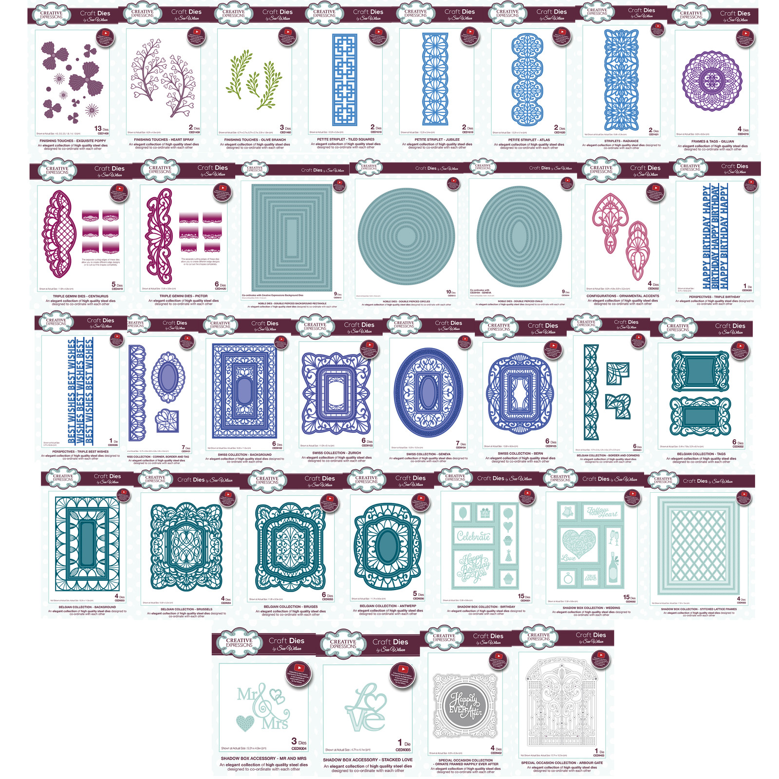 NEW - CREATIVE EXPRESSIONS - SUE WILSON DIES - April 2016 COLLECTION
