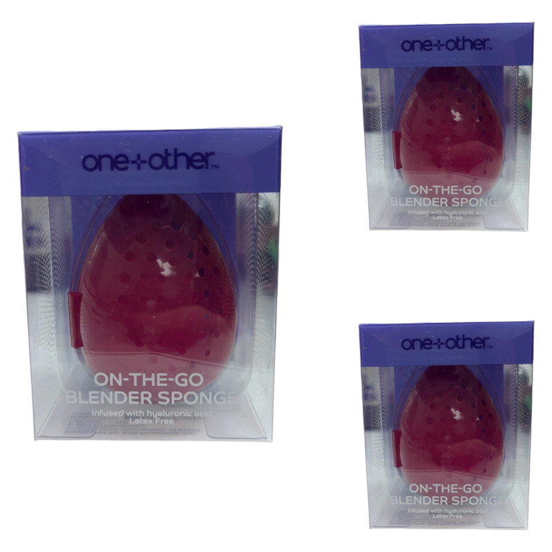 3 x One + Other On-The-Go Blender Sponge with Travel Case Pink,Latex Free