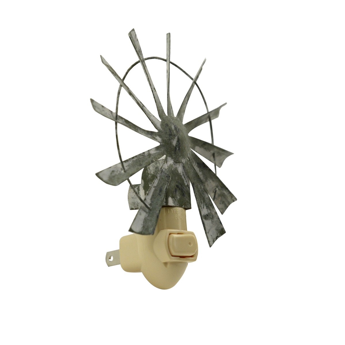 Vintage Metal Windmill Bathroom Night Light Plug-In Wall Lamp Bulb Nightlight