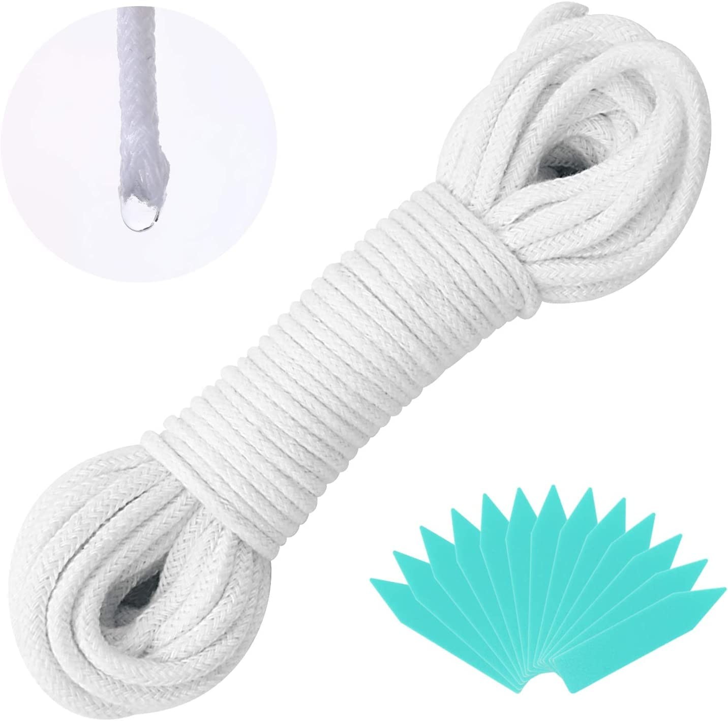 Augshy 1/4 Inches Self Watering Wick Cord String, Cotton 70 feet (1/4 inch)