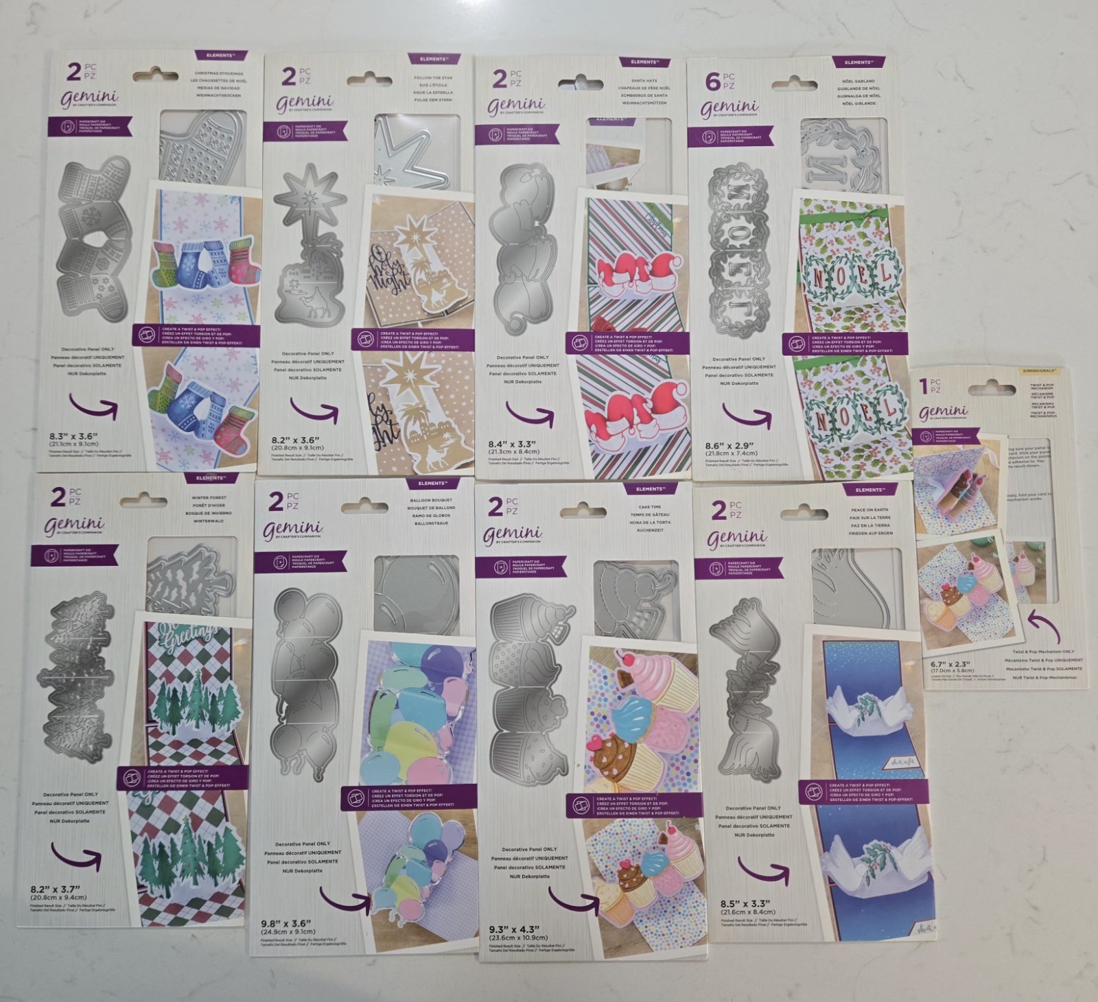 Lot 9 Crafter's Companion Twist & Pop Metal Dies Christmas Birthday Cupcakes