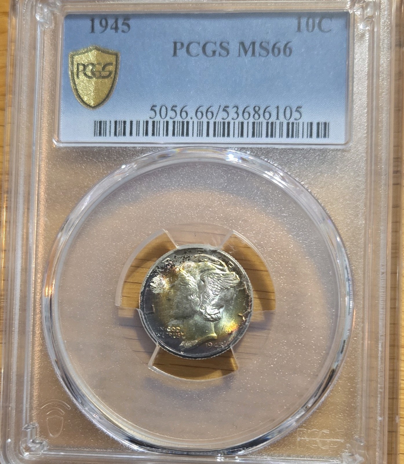 1945  Mercury Dime 10C PCGS MS 66 very nice looking toner