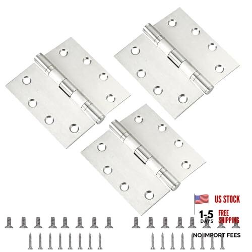 4.5 Inch Heavy Duty Square Corner Commercial Ball Bearing Door Hinges, 3