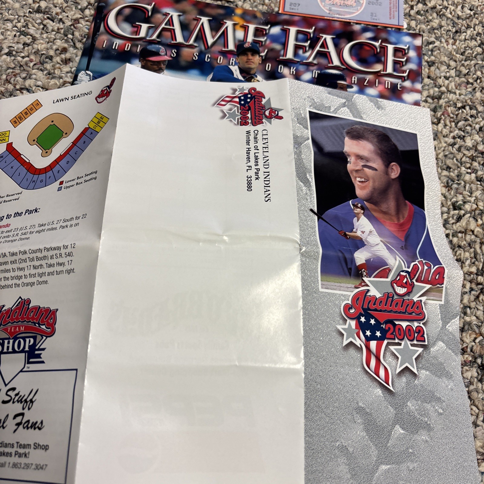cleveland indians Game Face Program 2002 With Brochure & Tickets, Thome, CC