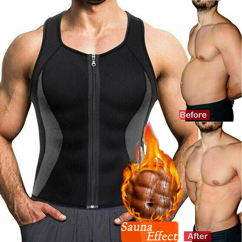 Men's Neoprene Sauna Vest Sweat Shirt Redu Fat Body Shaper Gym Training Top HOT