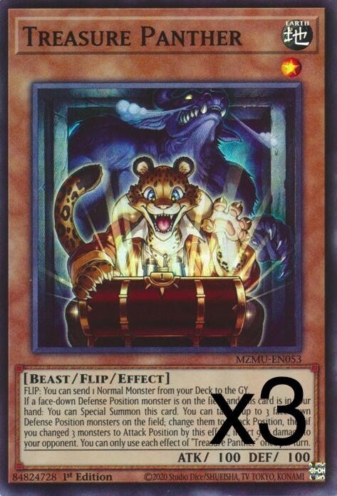 3X Yugioh Treasure Panther MZMU-EN053 Super Rare 1st Edition NM