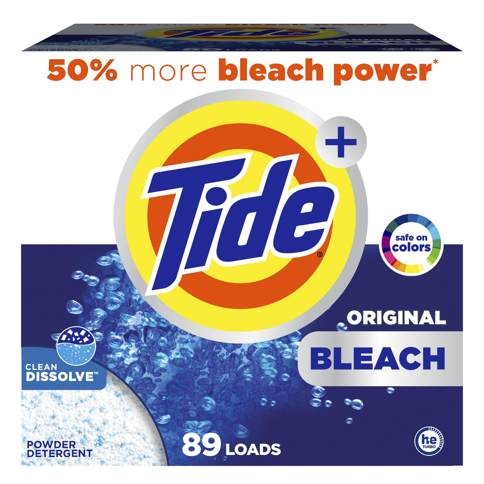 Tide Powder Laundry Detergent with Bleach, 129 Ounce (Pack of 1), white