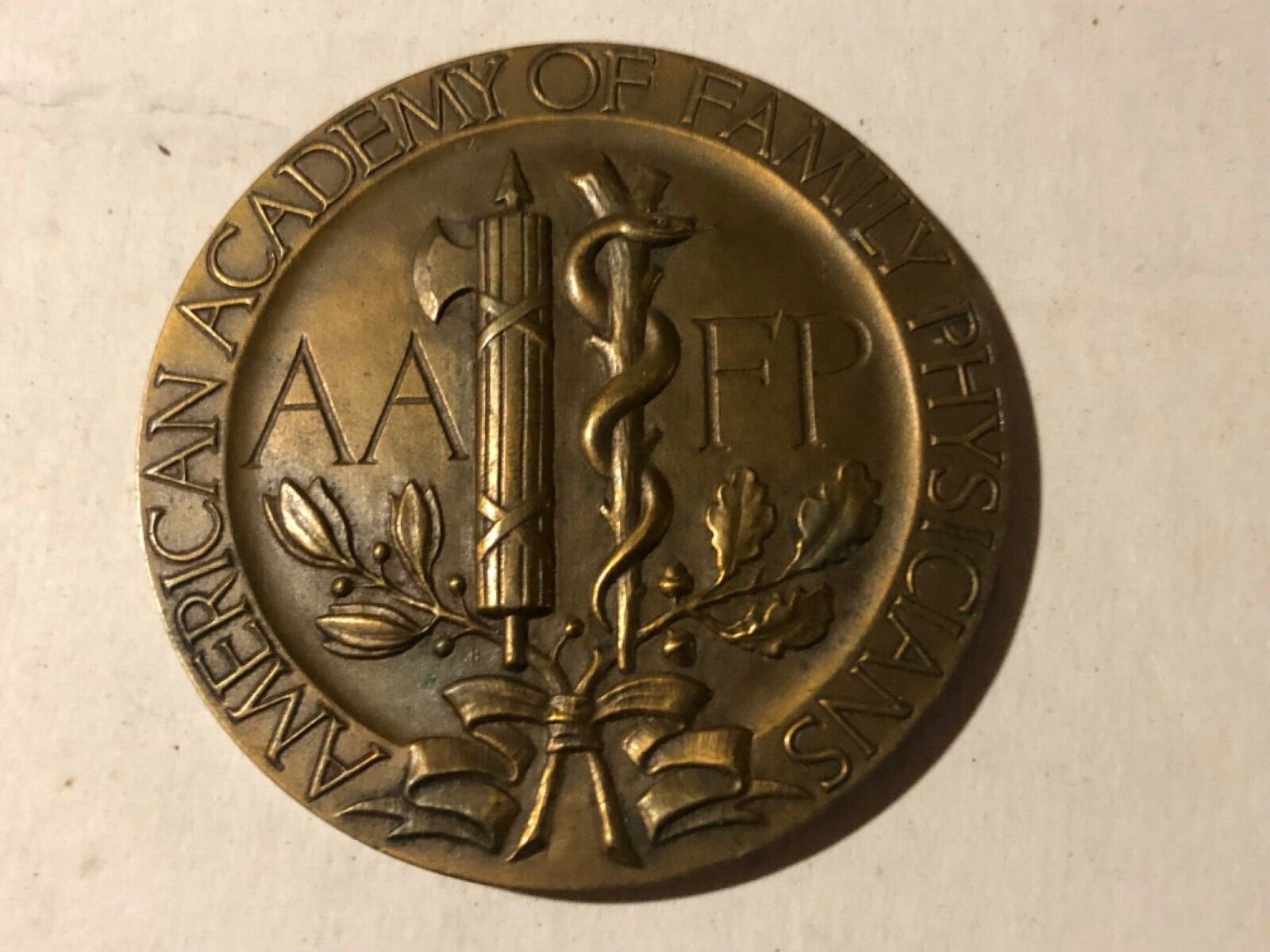 Bronze American Academy of Family Physicians 1972 plaque 2” dia. 50+ yrs. old