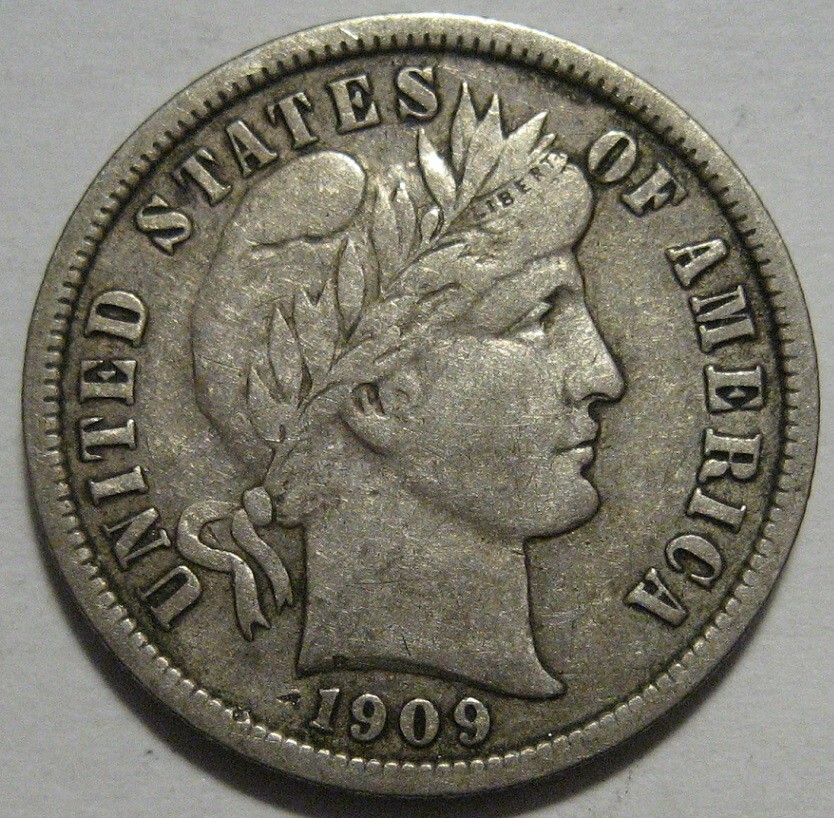 = 1909 VF/XF BARBER DIME, Nice Original Problem Free Coin, FREE Shipping