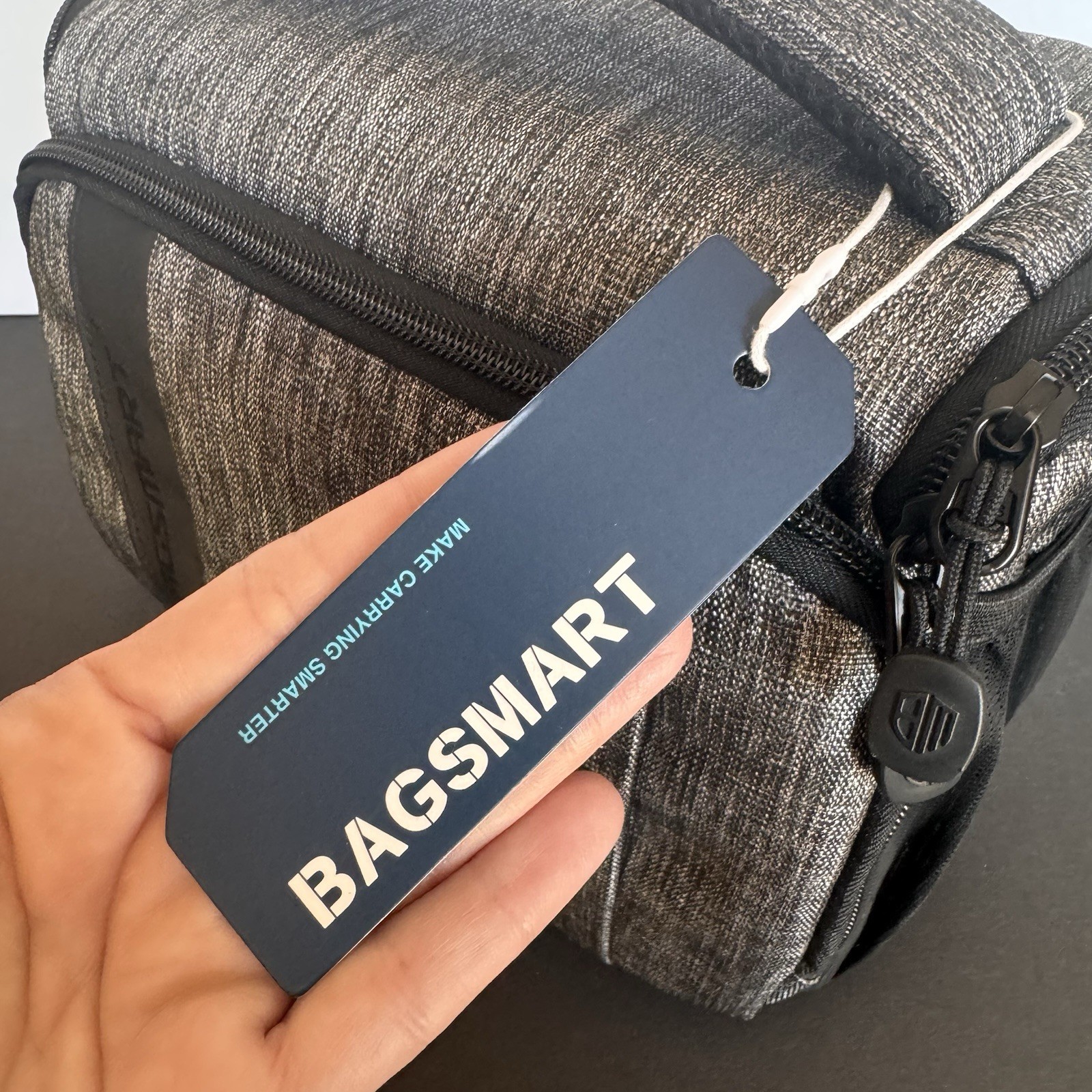 BAGSMART Compact Camera Shoulder Bag with Waterproof Rain Cover Grey Gray