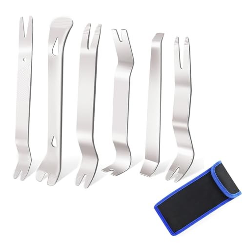 Auto Trim Removal Tool Set Stianless Steel, 6pcs Fastener Remover Tool kit,