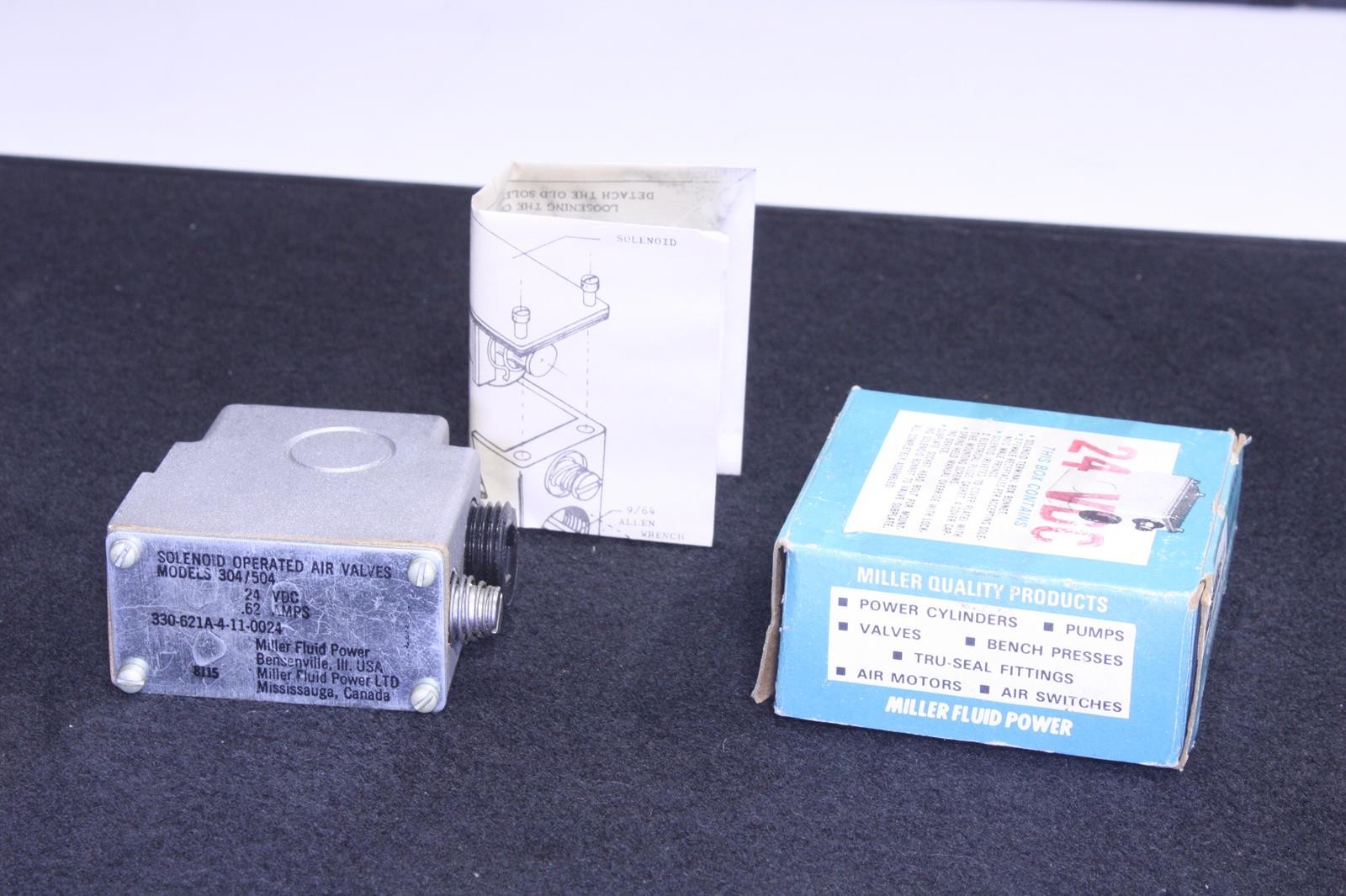 NOB MILLER 635/504 SOLENOID BONNET W/SOLENOID 24 VDC NSFB MADE IN USA SKU 224203
