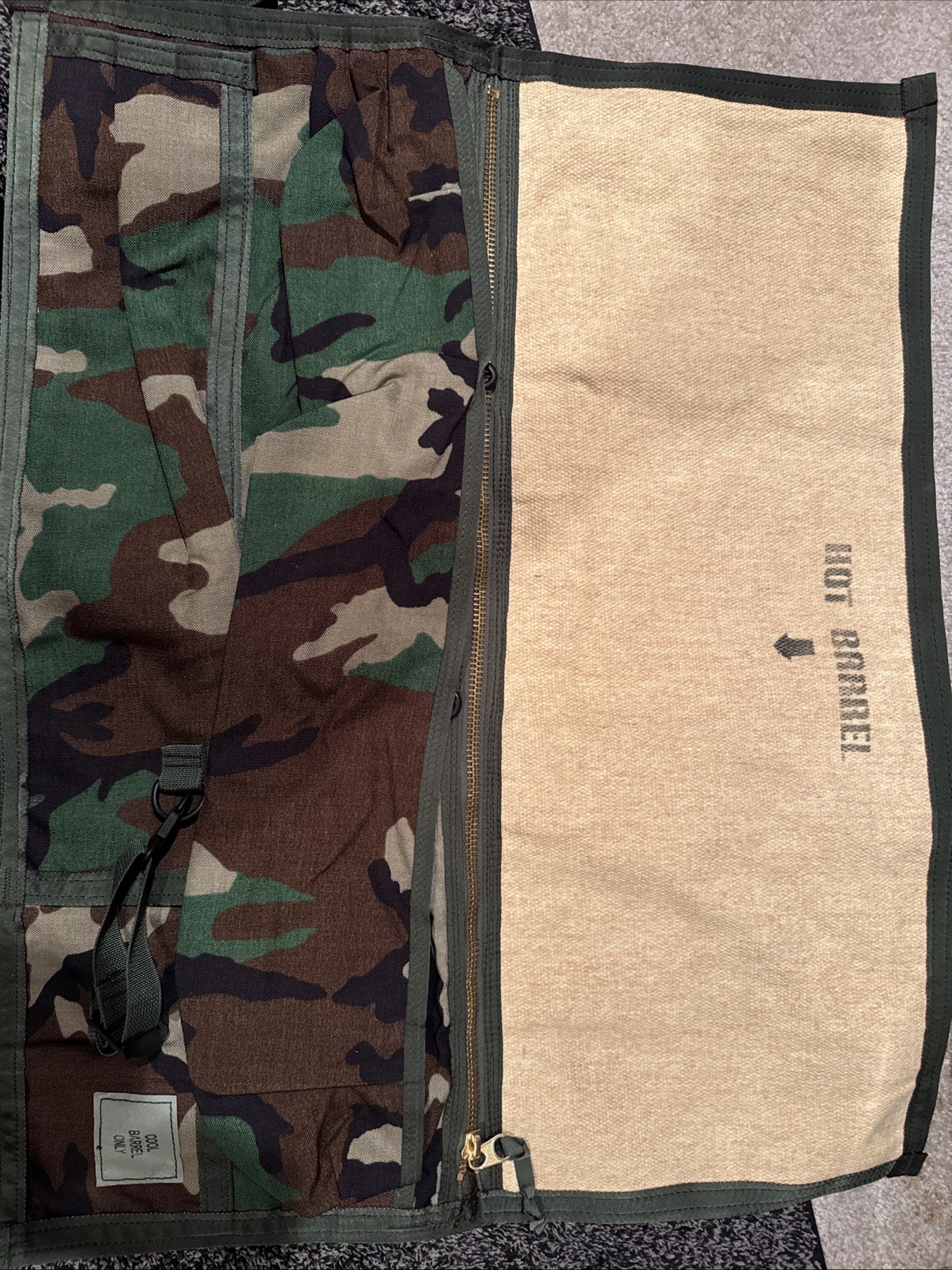 US Military Surplus Hot Barrel Canvas Carry Bag M81 Woodland Camouflage
