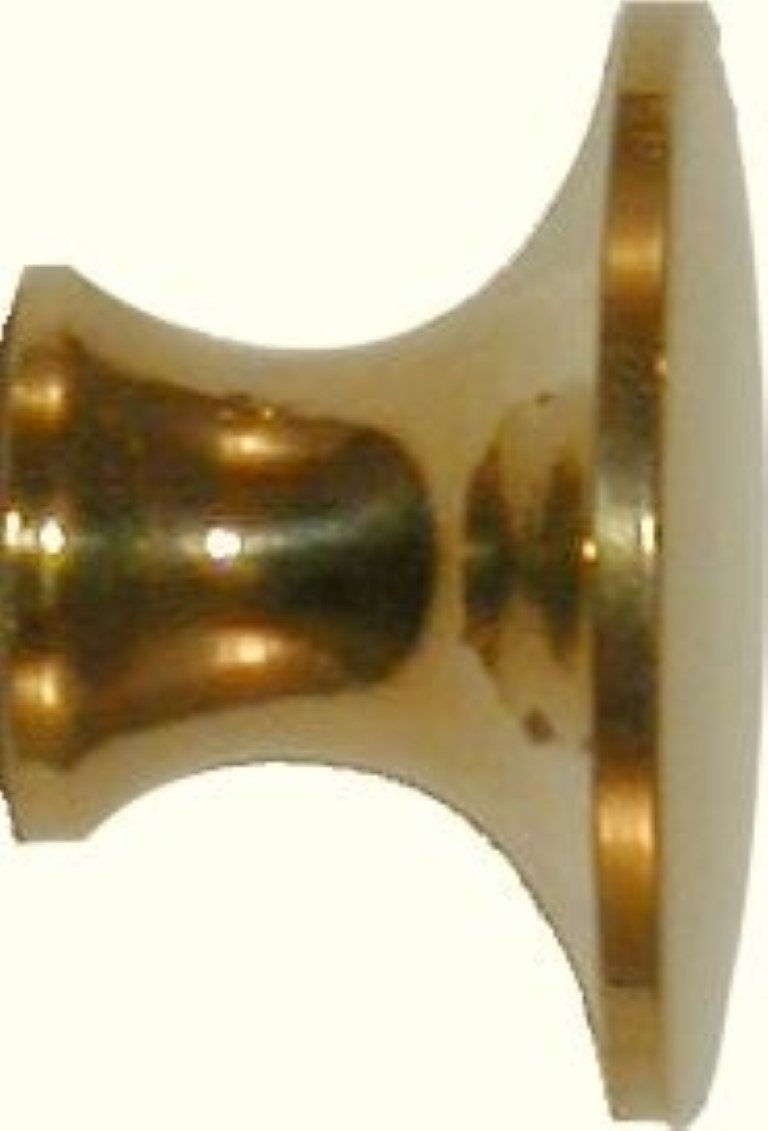 3/4" Polished Turned Solid Brass BOOKCASE Knob desk small cabinet drawer pull...