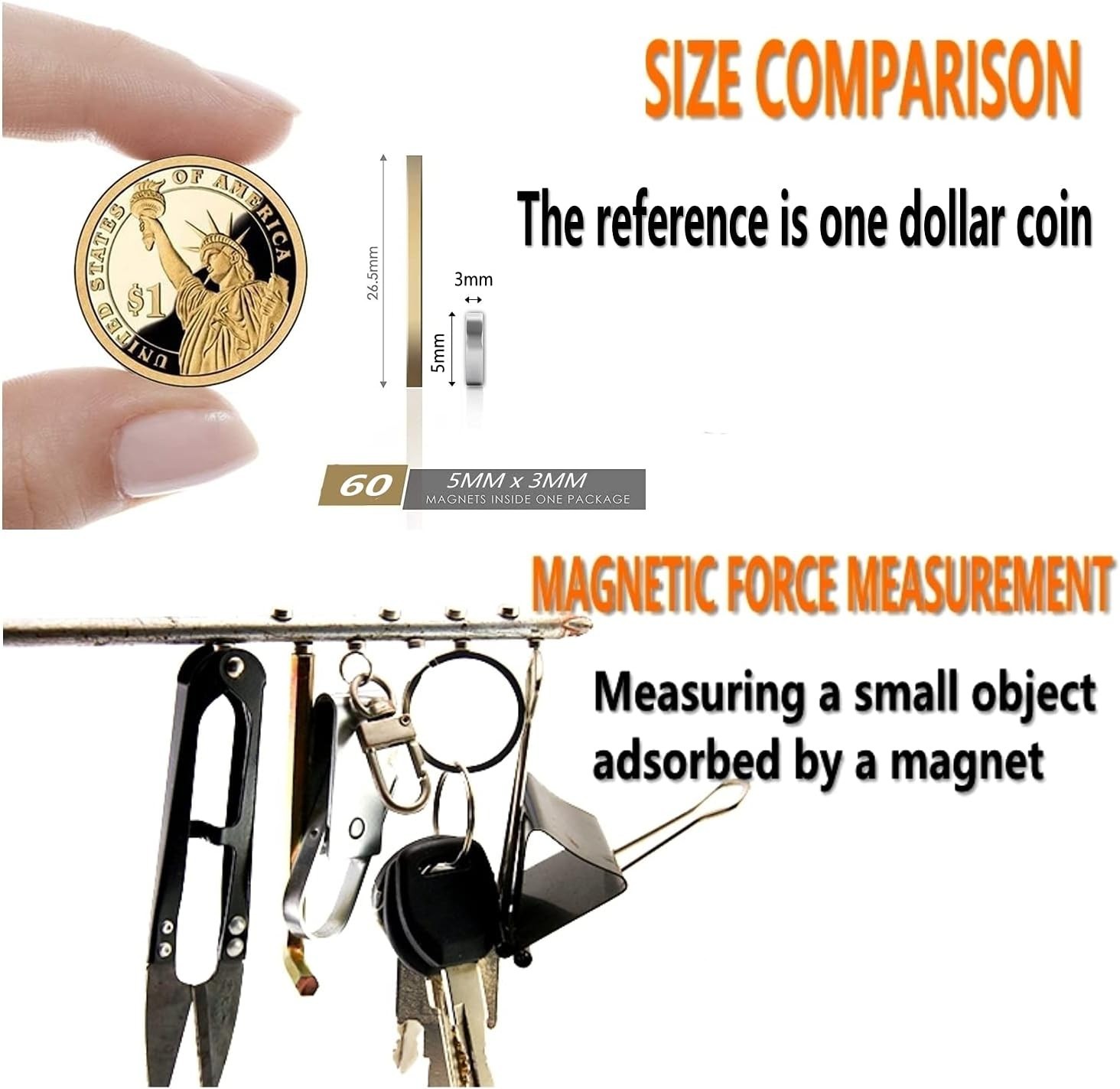 60pcs Durable Mini Round Magnets - Nickel Coated for Crafts & Organization