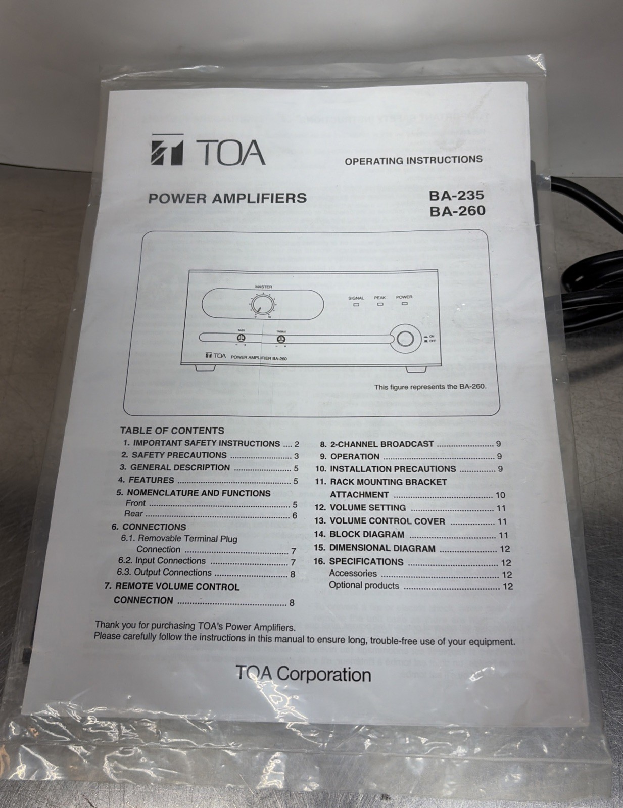 Power Amplifier, 35W NIB TOA Electronics BA-235 CU