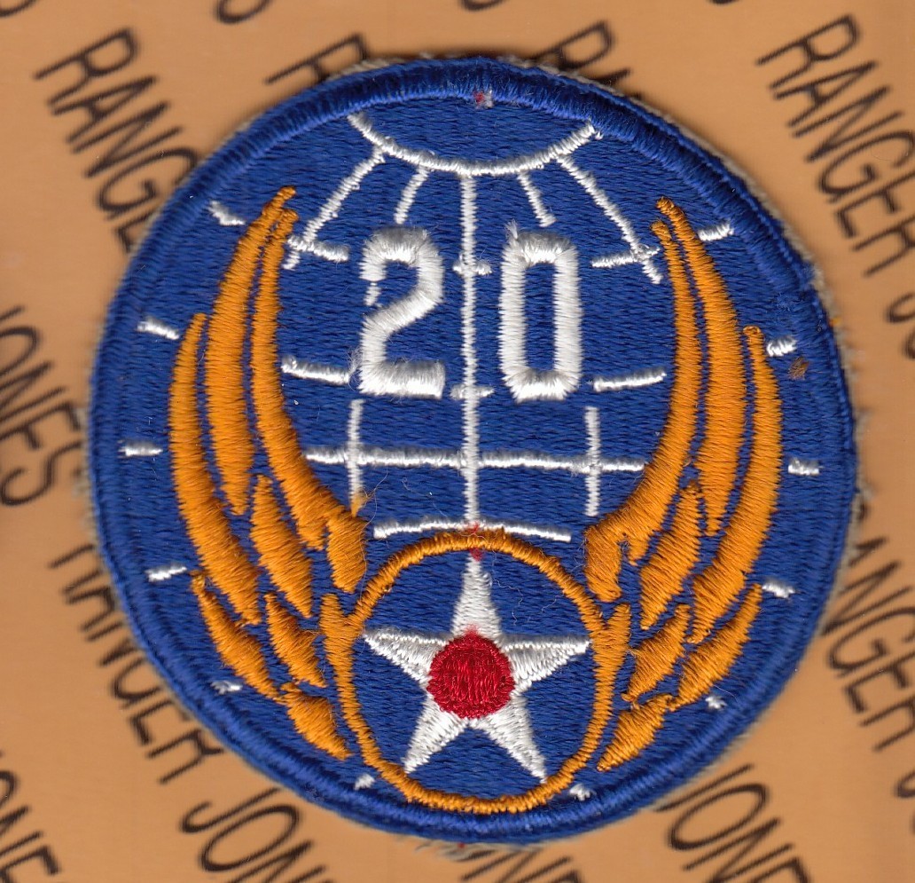 WWII USAAF US Air Force 20th Air Force Command ~3" patch c/e K