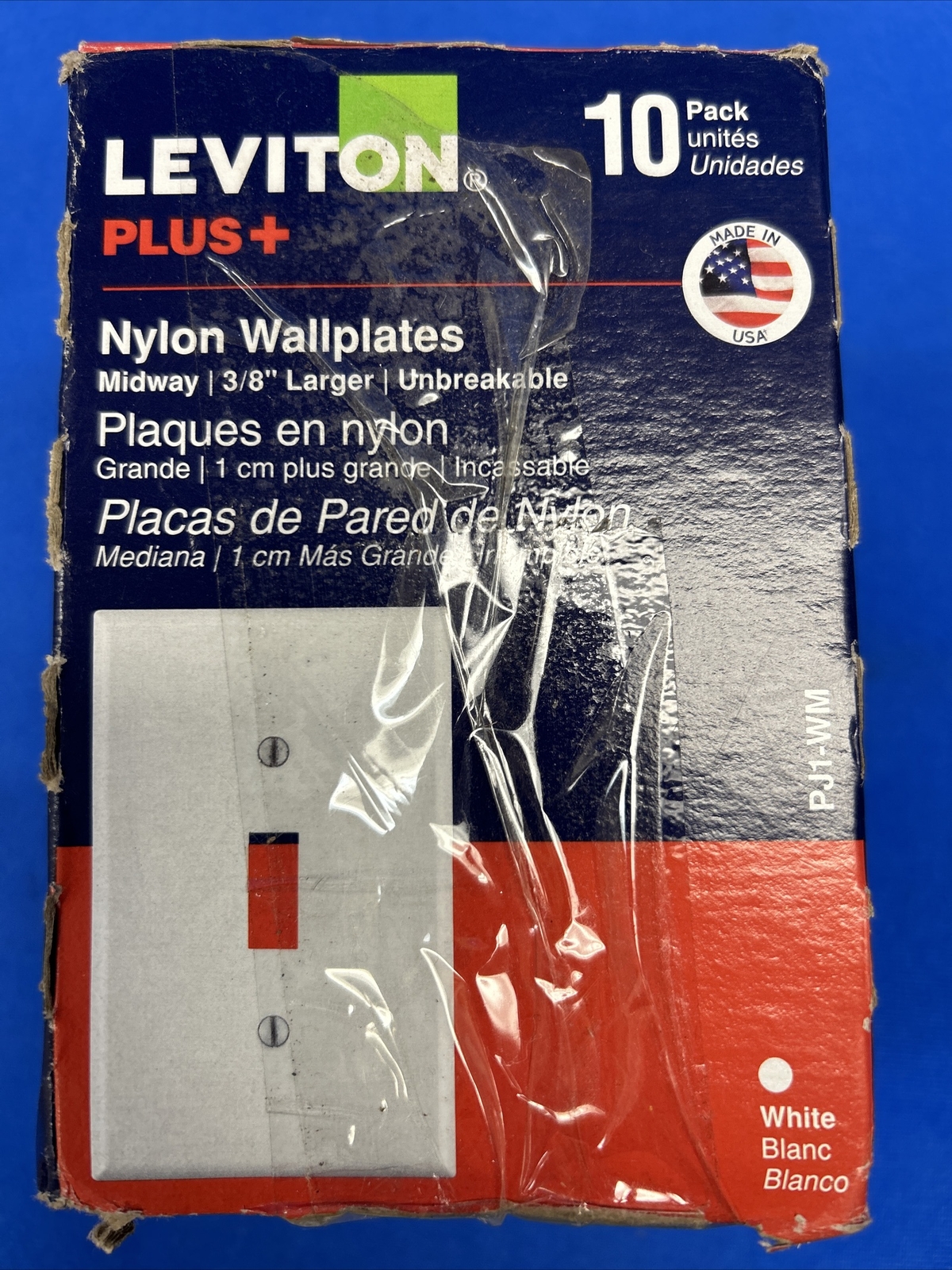 LEVITON PLUS+ Nylon Wallplates - Midway | 3/8" Larger | Unbreakable PJ1-WM 10pk