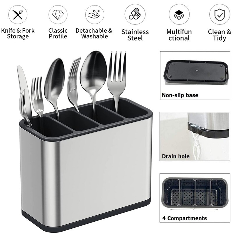 Stainless Steel Kitchen Utensil Holder, Kitchen Caddy, Utensil Organizer, Modern