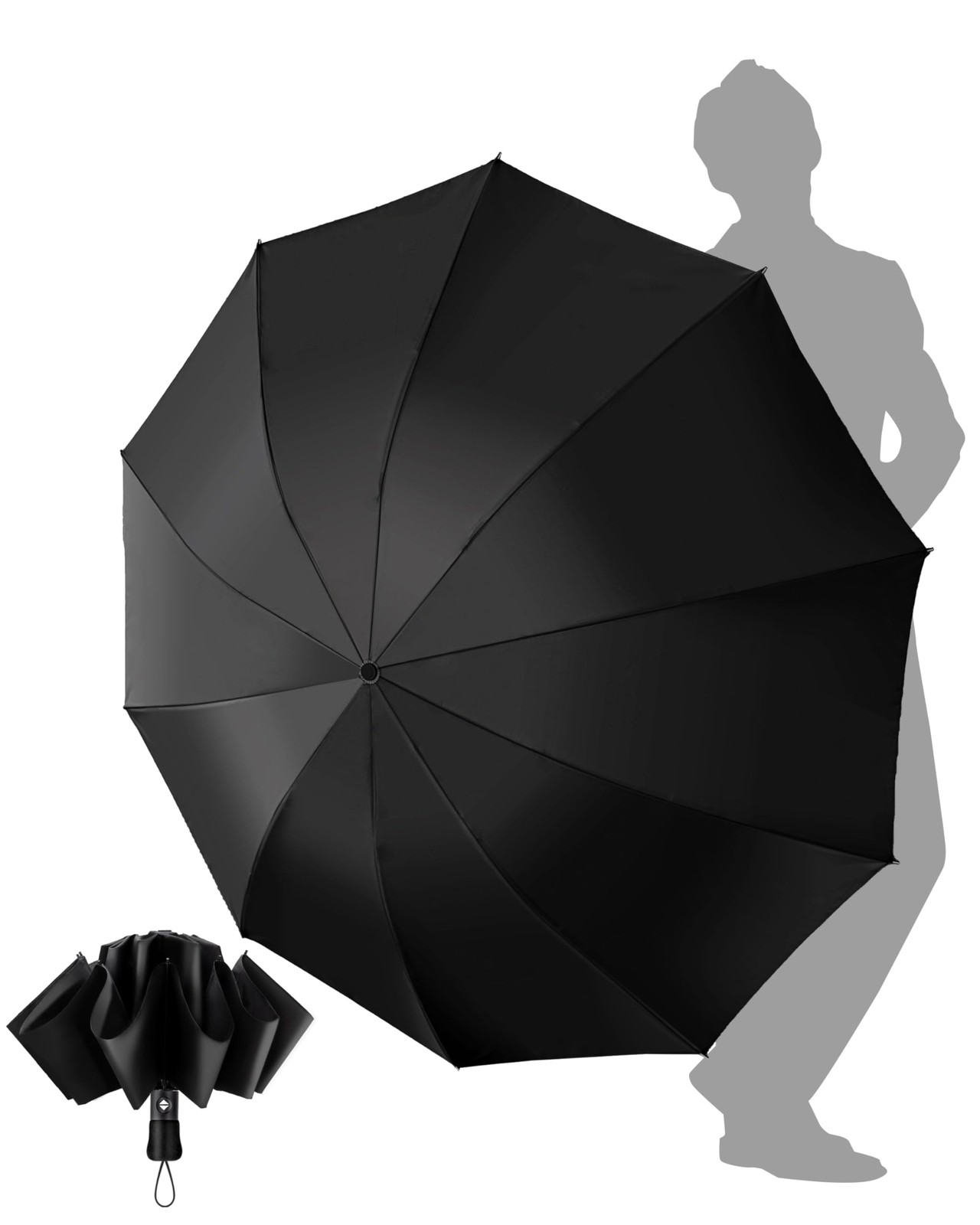 Compact Umbrella Windproof Automatic Inverted Folding Travel Rain Car Office Bla