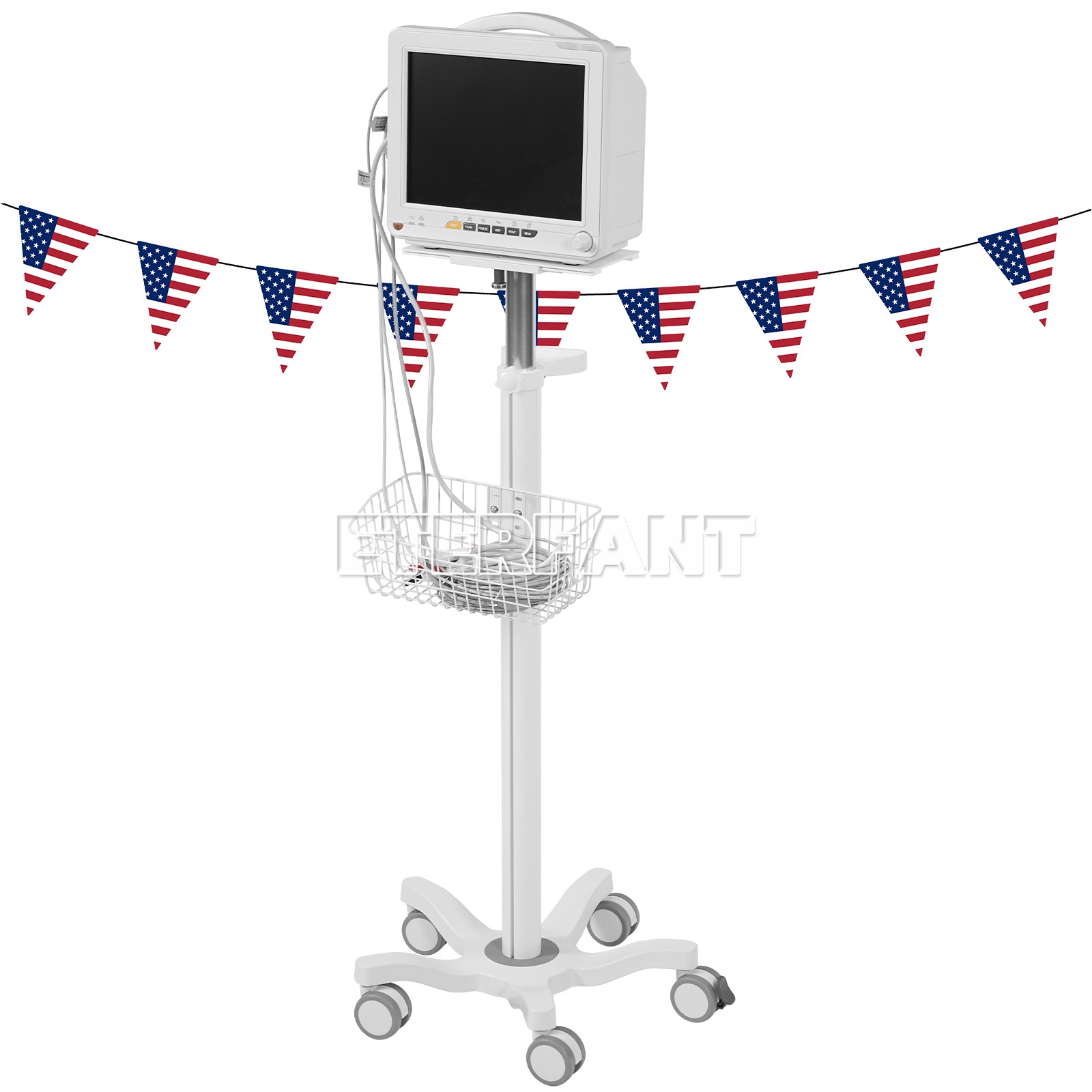 SNP900N 12" Patient Monitor Vital Sign/Mobile Rolling Cart Height-Adjustable US