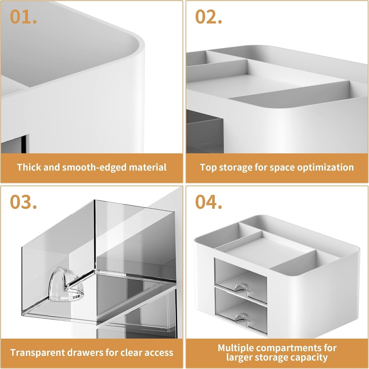 Multi-Functional White Plastic Pen Holder with Drawers for Tidy Workspaces