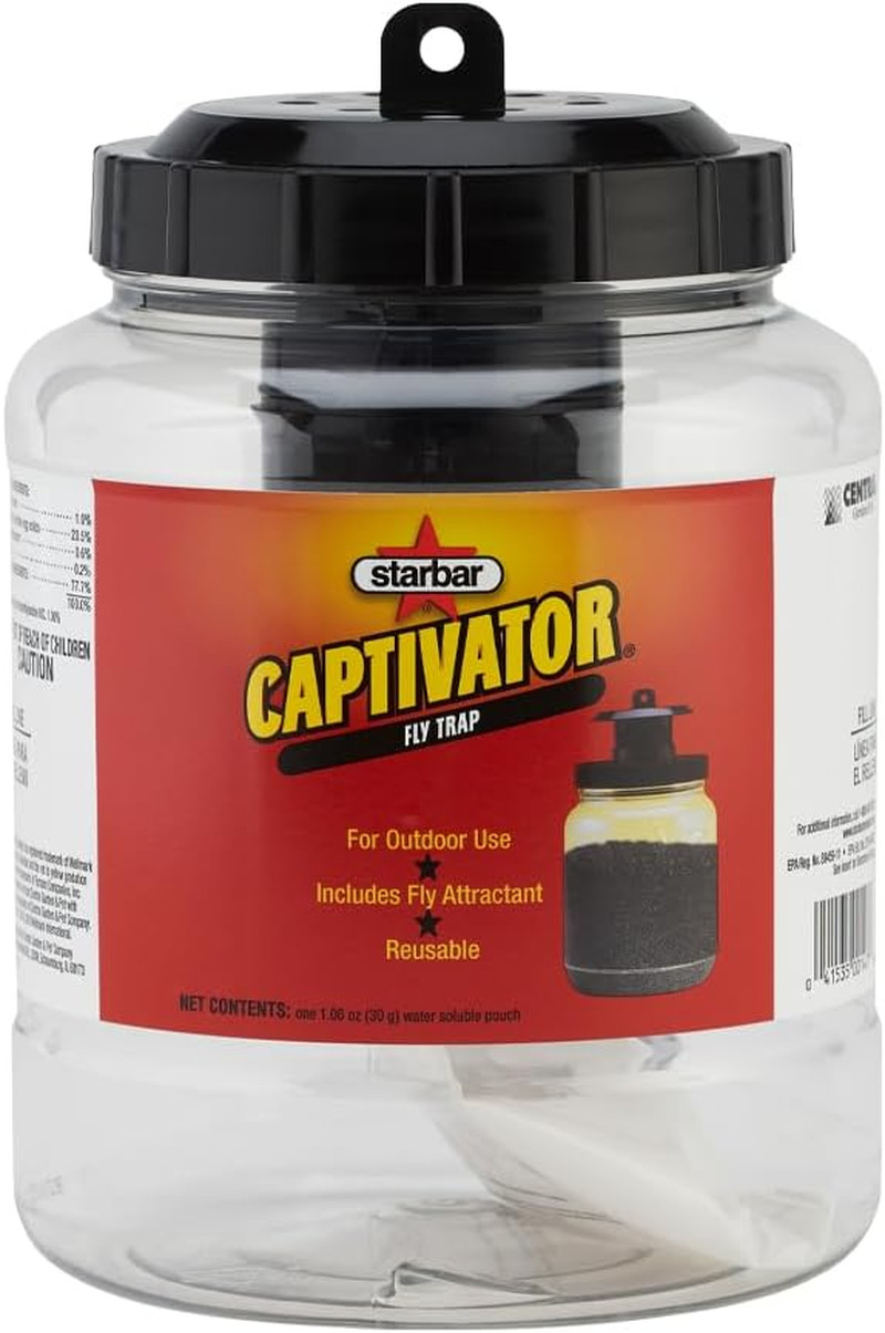 Captivator Outdoor 2 Quart Reusable Fly Attachment Hanging Jar Trap