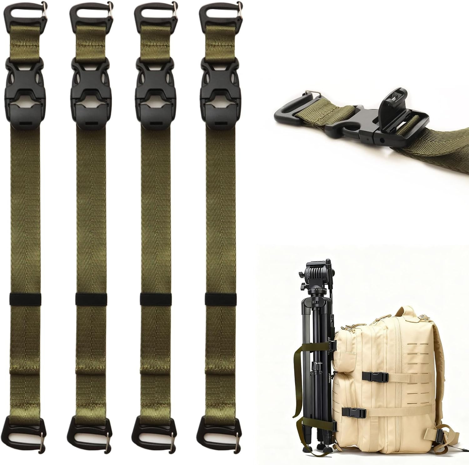 Tactical Molle Straps for Backpack Adjustable 6-22 inch Molle System Attachme...