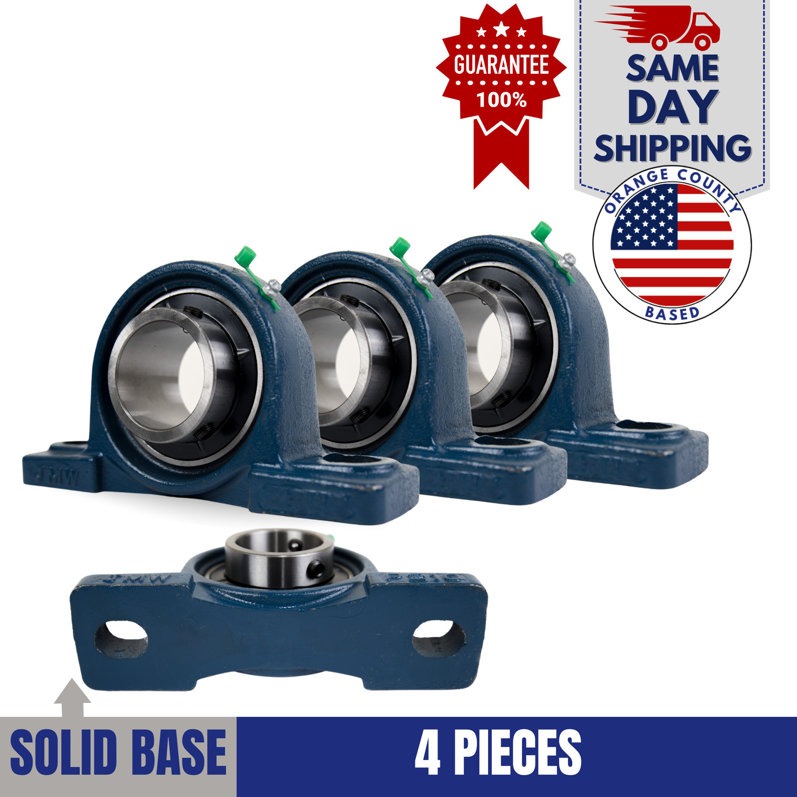 UCP210-31 Pillow Block Bearing 1-15/16" Bore 2 Bolt Solid Base (4PCS)