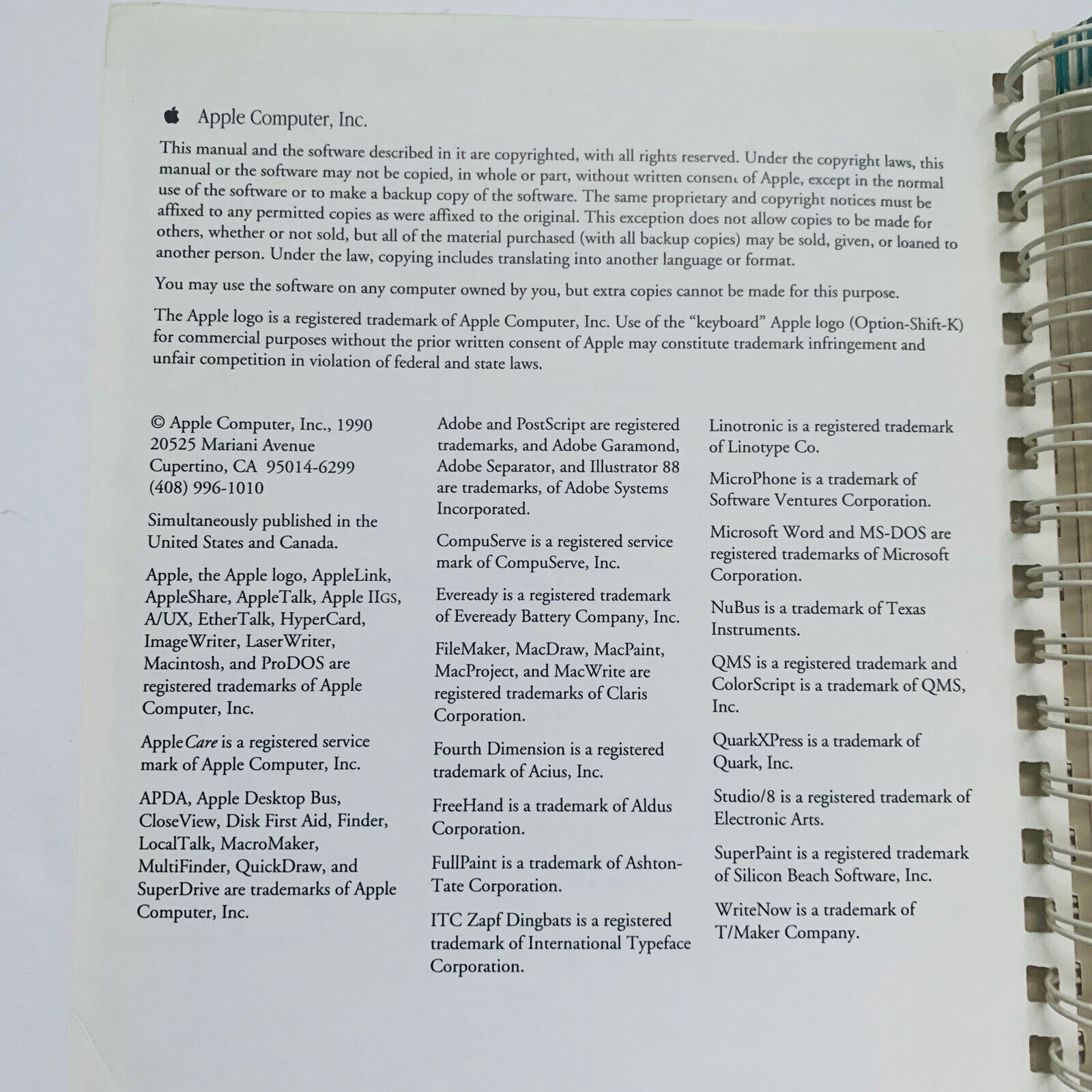 Apple Macintosh Reference Manual VTG 1990