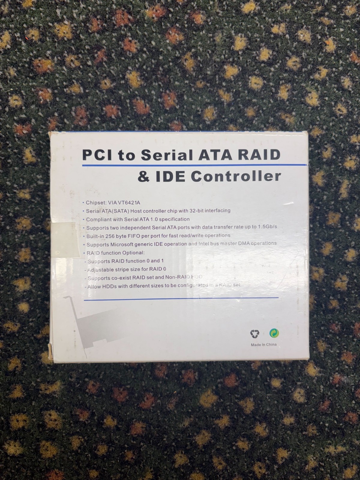 PCI SATA RAID Controller Card VIA VT6421A IDE + Serial ATA Adapter w/ Box