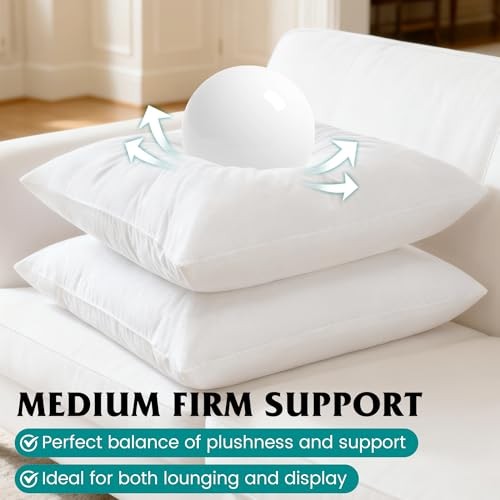1x0 Feather Down Throw Pillow Inserts, 100% Cotton Cover, Medium 12x20 Inch 2
