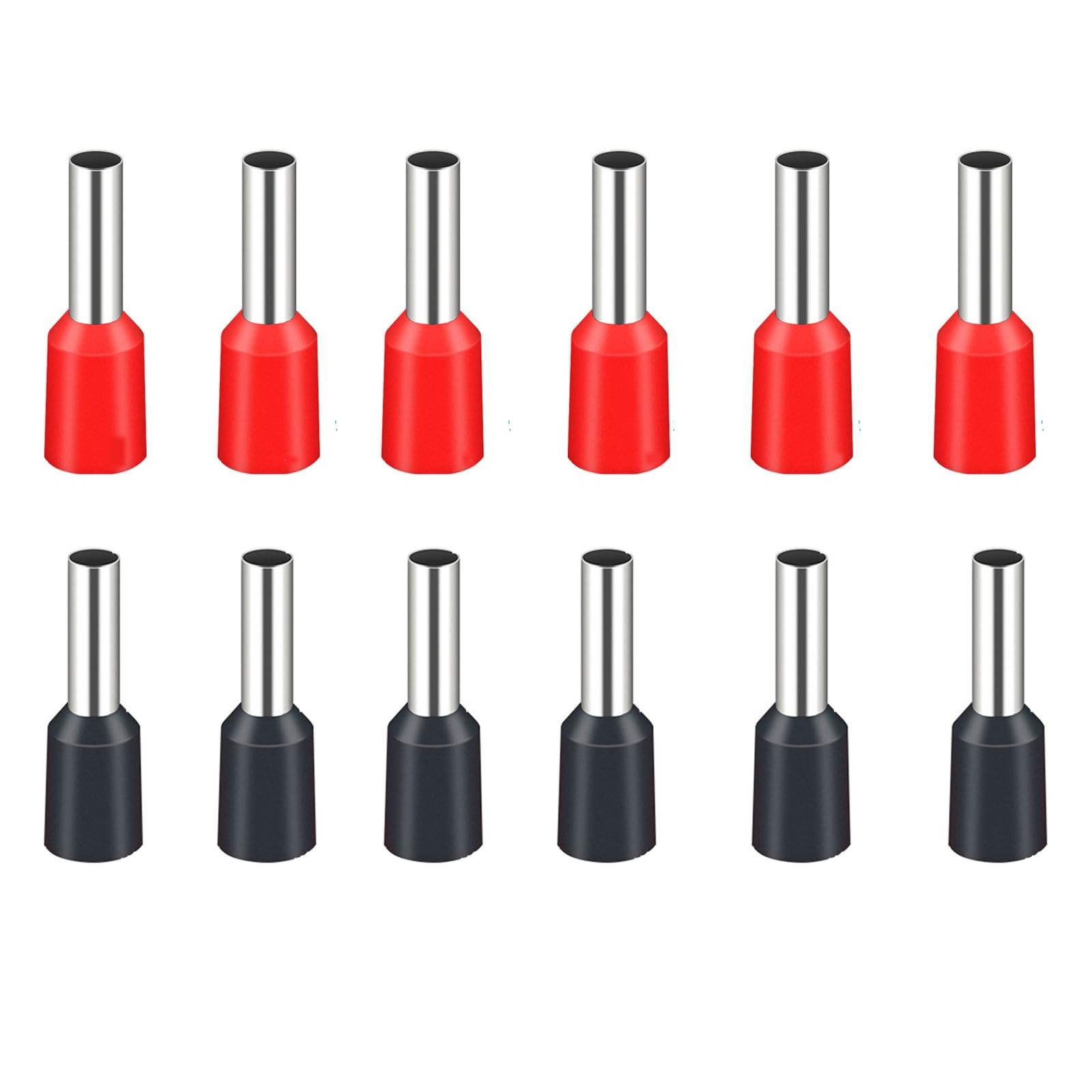 Teansic 200 Pcs Wire Ferrules AWG 10/6.0mm² #10 100 Black + 100 Red, Red