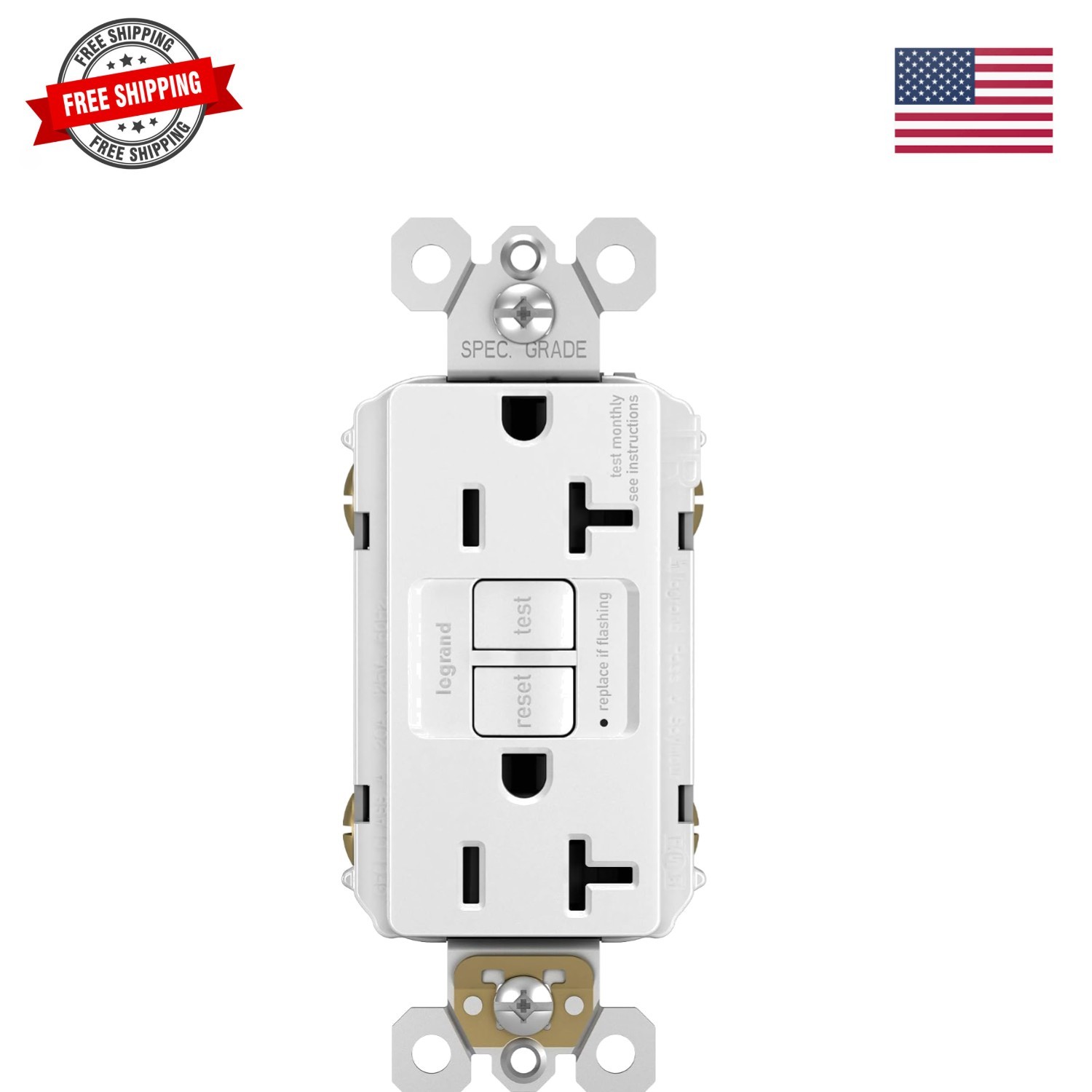 Radiant 20 Amp GFCI Self- Tamper Resistant Decorator Duplex Electrical Outlet...