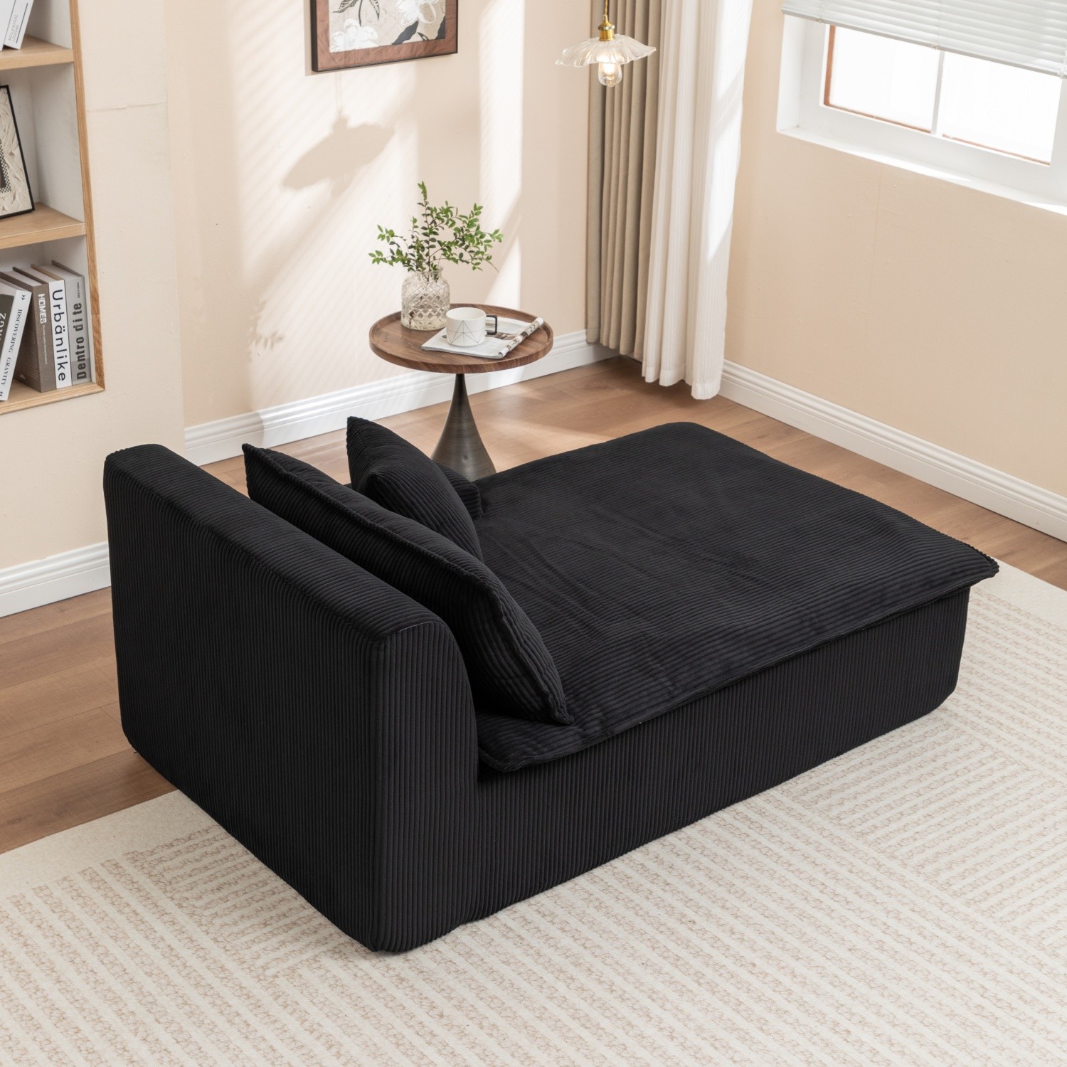 Modern Single Upholstered Chaise Lounge Chair w/ Left Armrest for Living Room