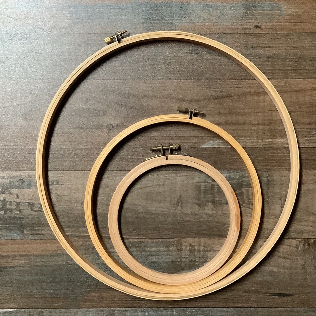 Lot of 3 Wooden Cross Stitch Embroidery Hoops  6,8 And 12” Sizes