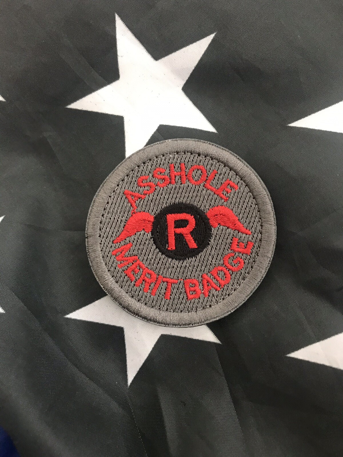 REDWING A**HOLE MERIT 2.5" Embroider Hook/Loop Badge Red Patch