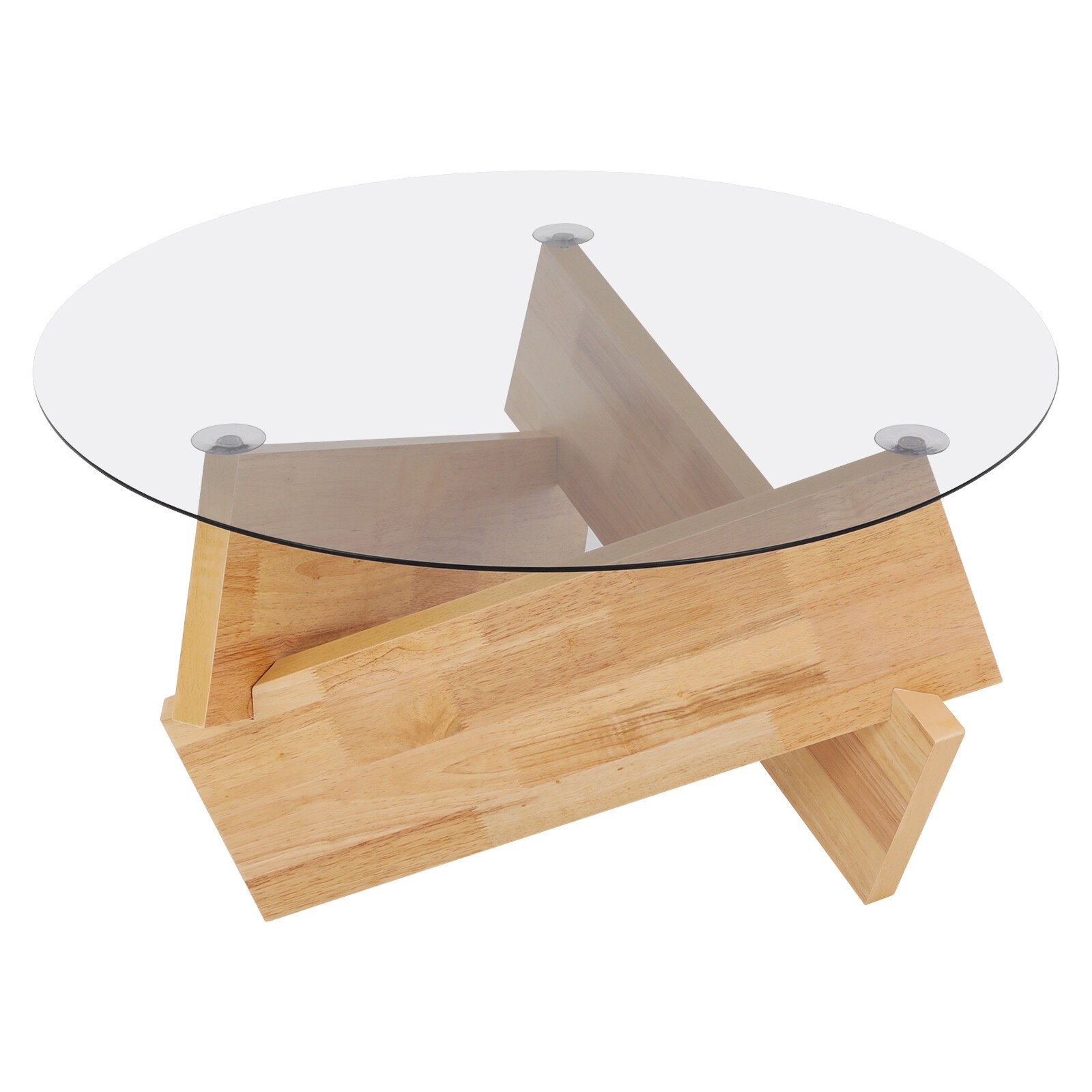 16.1'' H Round Modern SideTable Side Table with Tempered Glass Top End Table ?