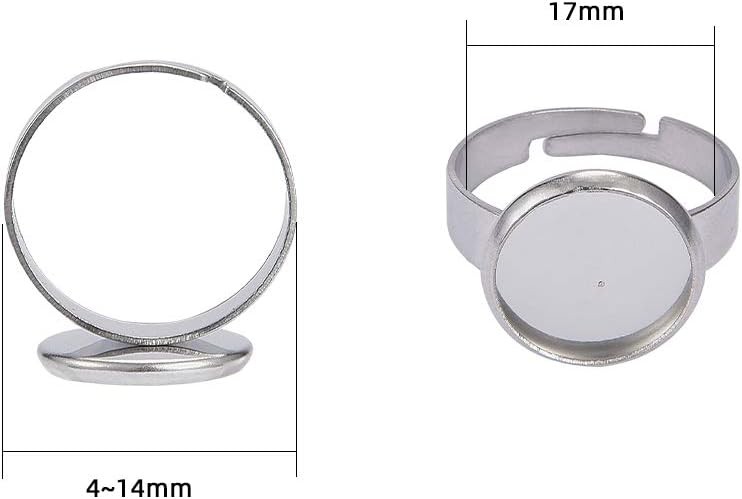 50pcs 12mm Stainless Steel Adjustable Ring Base Bezels