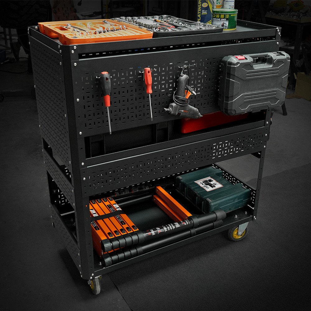 500-Lb Pegboard Foldable Rolling Tool Cart +Wheels Garage Organizer Tool Storage