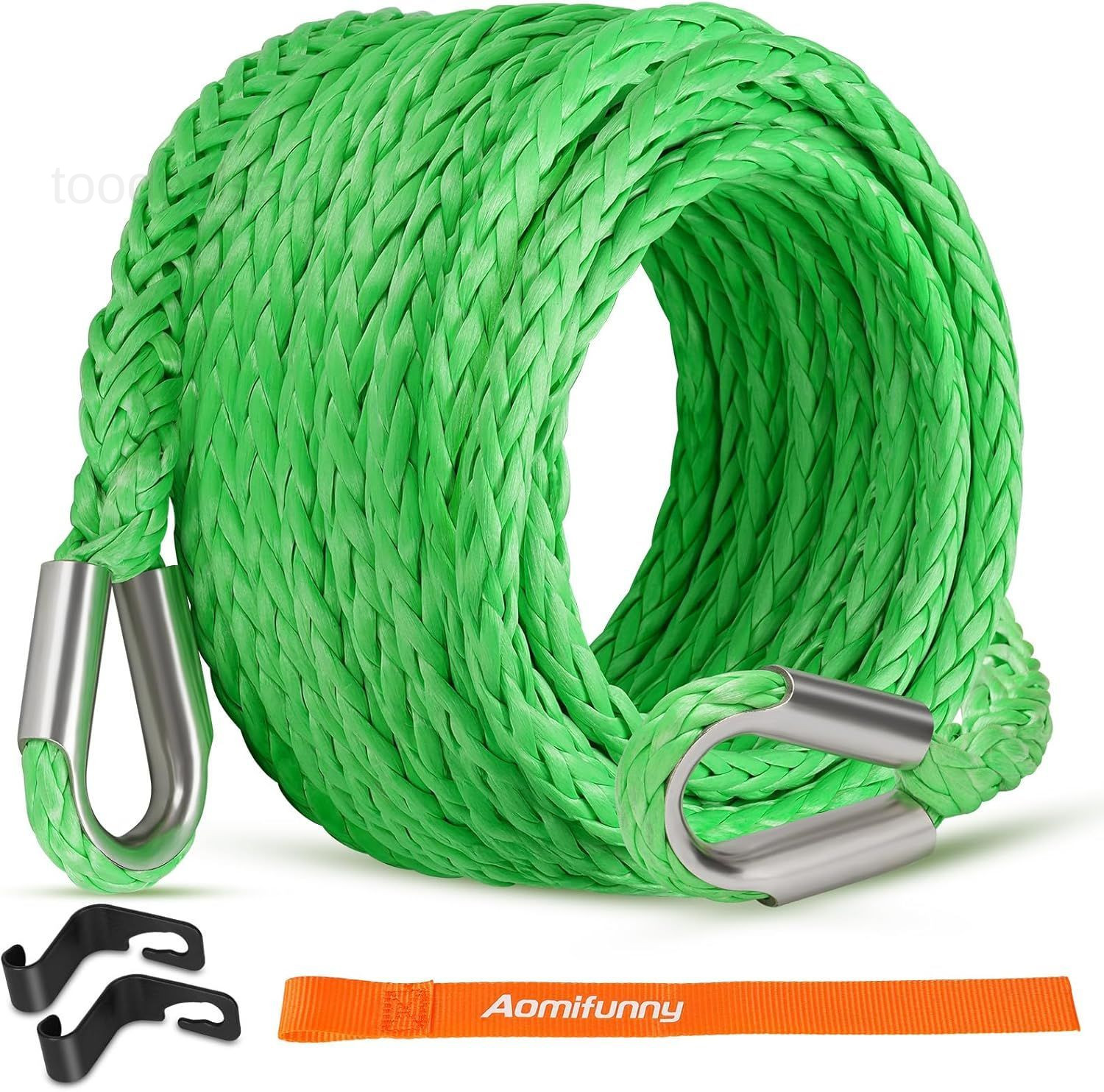 Synthetic Winch Rope Extension, 3/8Inch x 50Ft 26500 Lbs Green