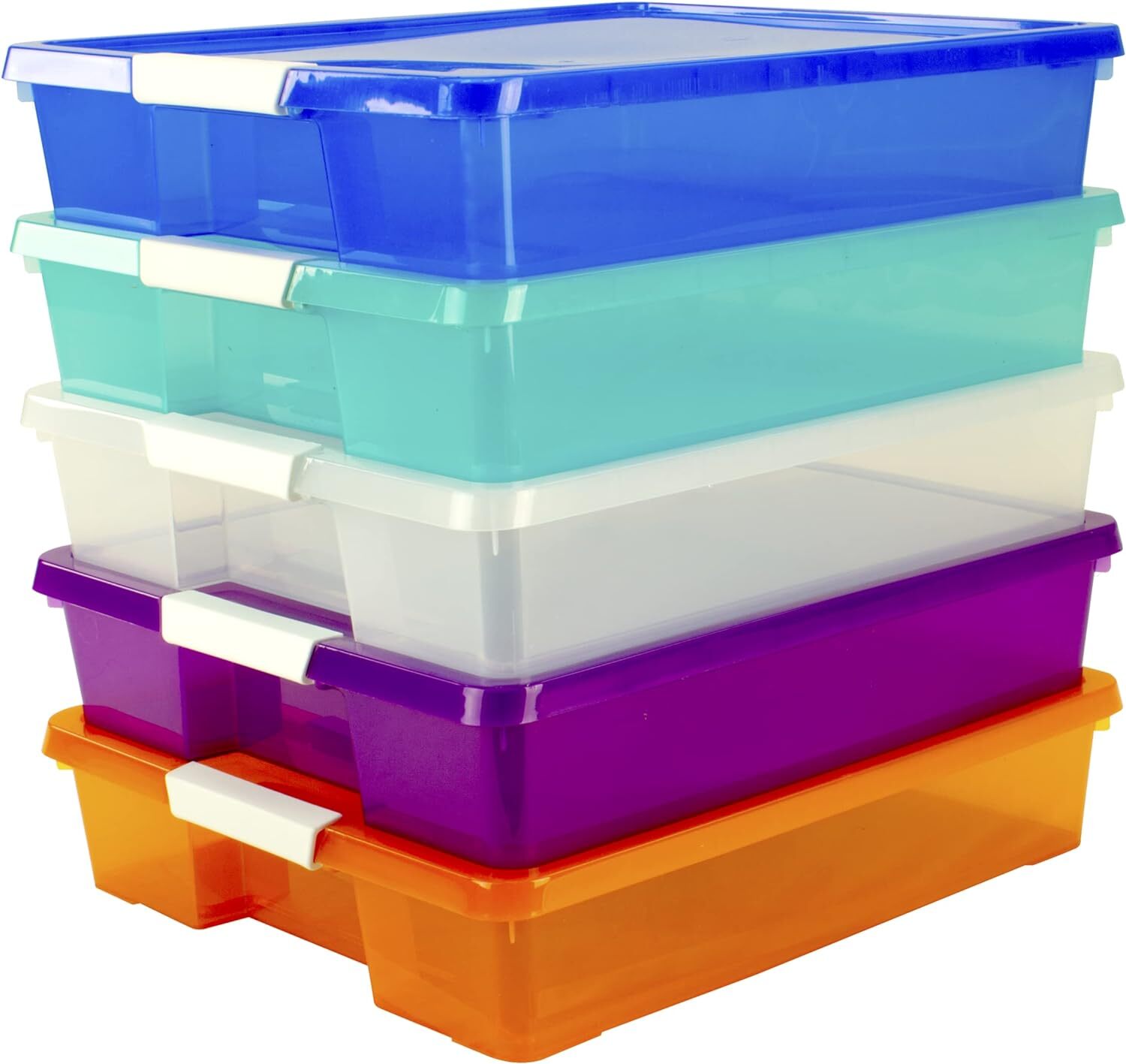 Storex Classroom Project Box – Stacking Plastic Organizer Fits 12x12 Assorted