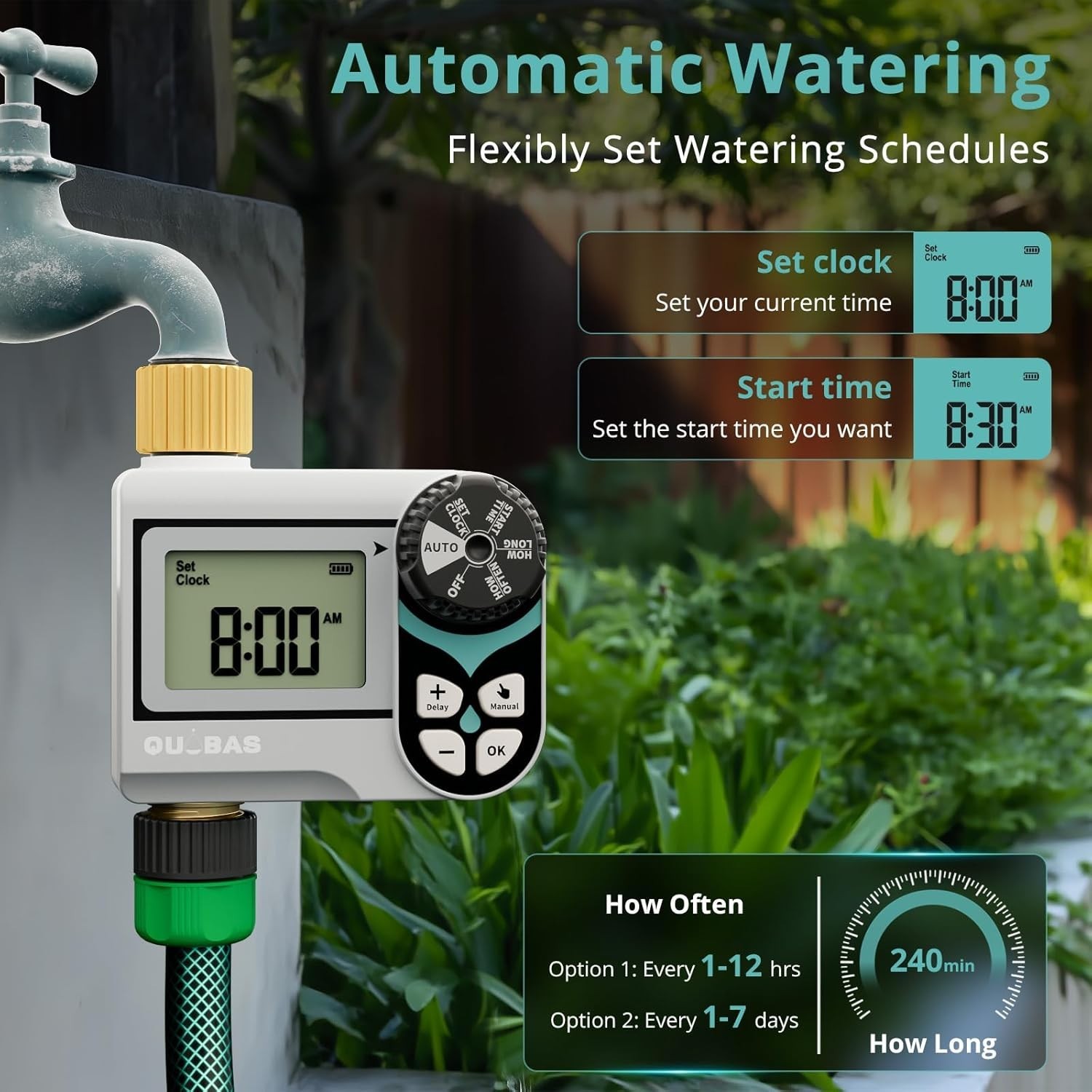 Zero Pressure Water Timer, Programmable Sprinkler Timer for Garden Hose Faucet w