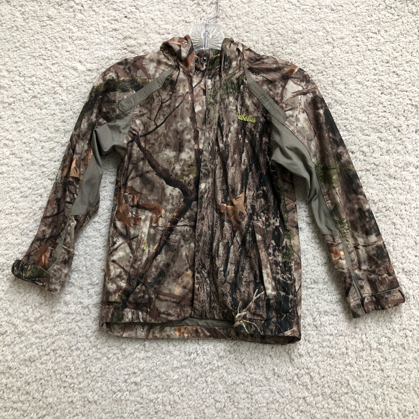 Cabelas Hunting Jacket Small Adult Brown Woodland Camo Full Zip Hooded Womens S