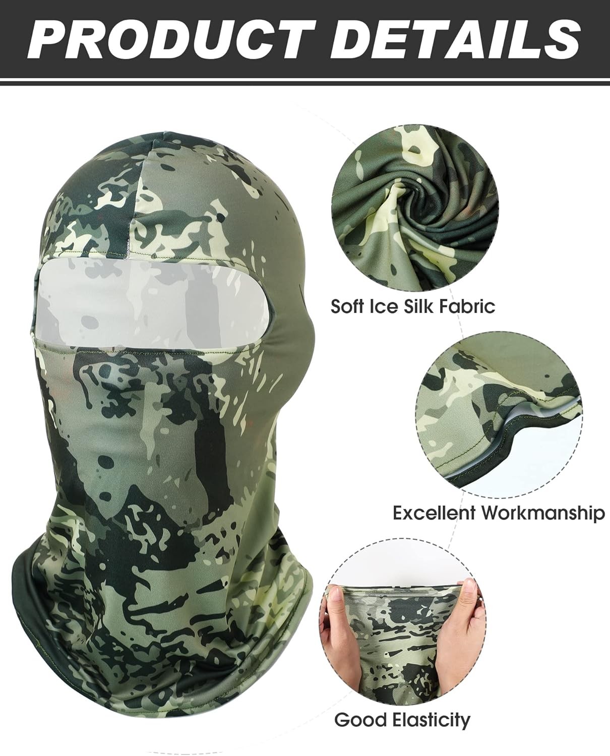 Geyoga 9 Pcs Balaclava UV Sun Protection Full Face Covering for Men One Size