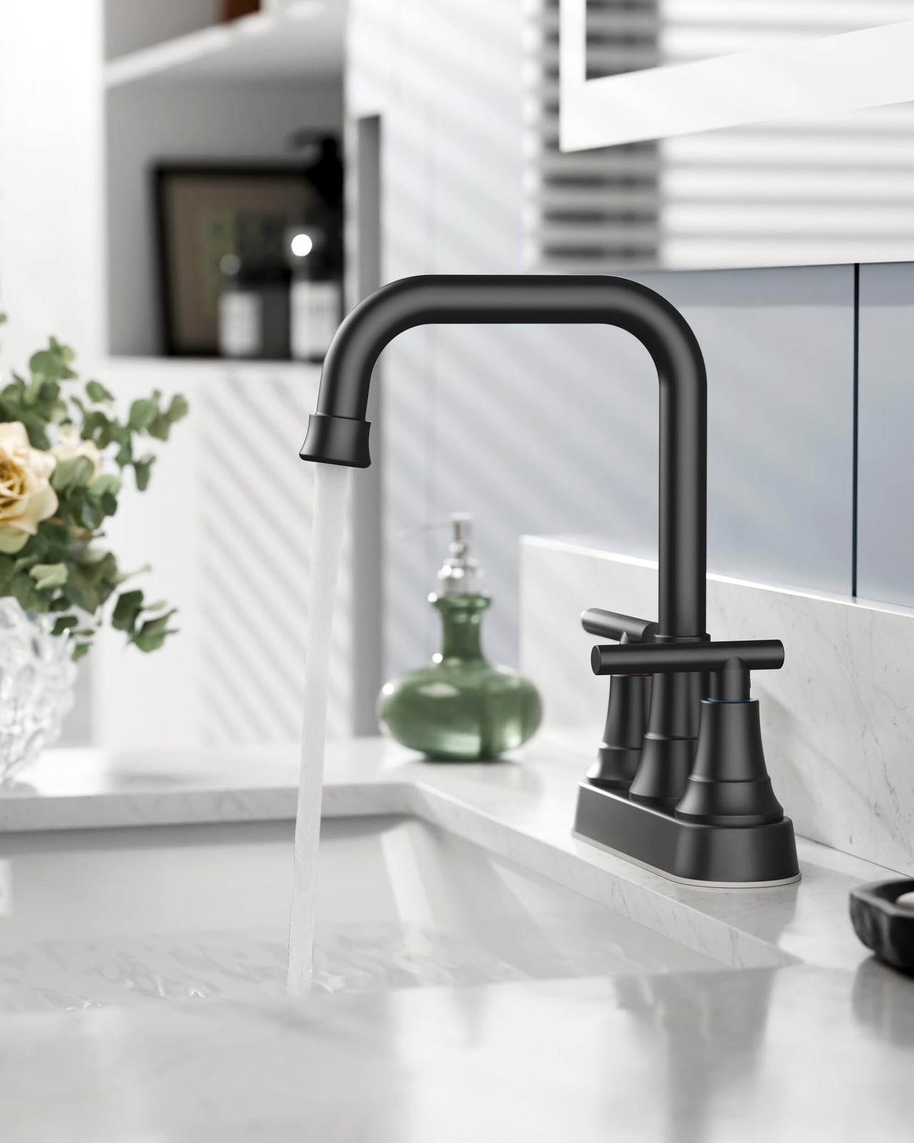 FORIOUS RV Bathroom Sink Faucet 2 or 3 Hole Matte Black, 4 Inch Cenerset Bath...