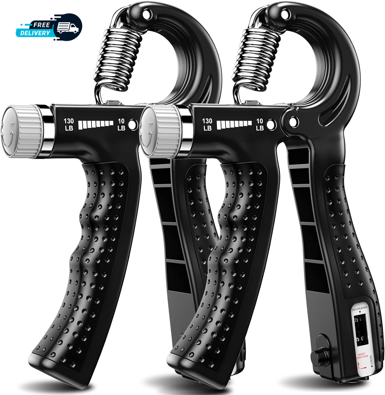 Hand Grip Strengthener 2 Pack Adjustable Resistance 10-130 Lbs Forearm